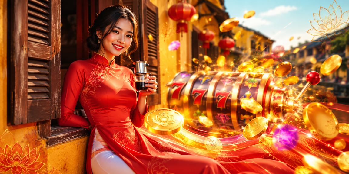 Khung cảnh giải trí slot game tại Hội An trong trang phục truyền thống Áo dài