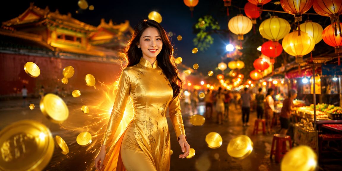 Người dùng ds1 thực hiện giao dịch tài chính tại Huế trong trang phục truyền thống Áo dài
